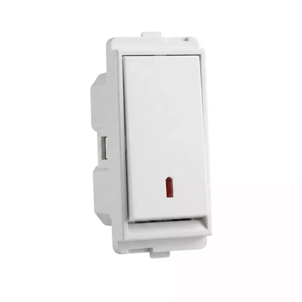 Cona Plane Switch with Indicator Oura Series White 6 Amp, 1 Way, ORL-104 (Pack of 20 Pcs)