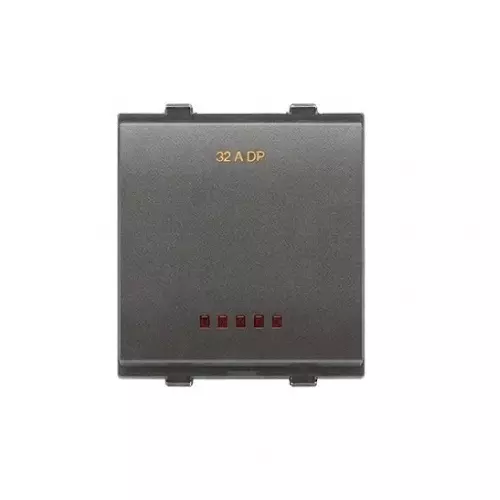 Goldmedal Nixon Nano Switch with LED Indicator 50–60 Hz Double Pole Titanium Grey 240 V 32 A Current 2 Module, 102432