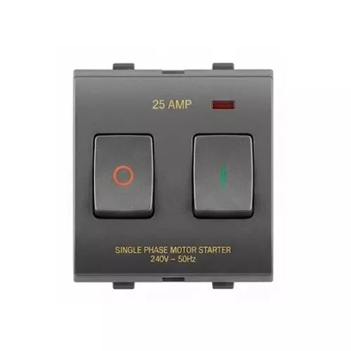 Goldmedal Nixon Motor Starter Switch 50–60 Hz Single Pole Titanium Grey 240 V 25 A Current 2 Module, 102459