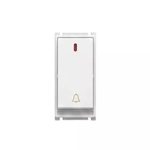 Goldmedal Air Aero Bell Push Switch with LED Indicator 240 V Absolute White 10 A Current 1 Module for Commecial and Industrial Use, 181005