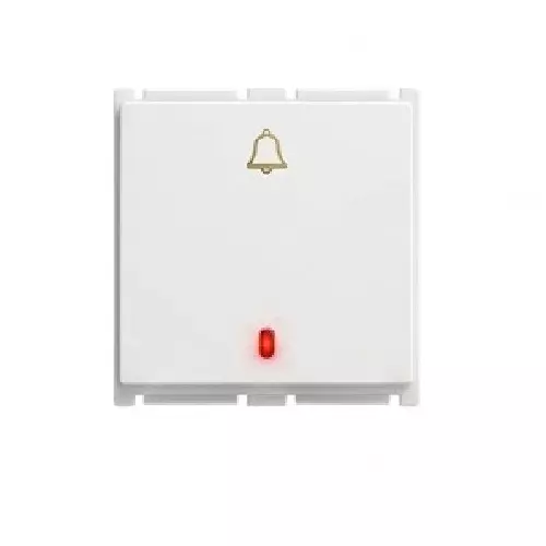 Goldmedal Air Aero Bell Push Switch with LED Indicator 240 V Absolute White 10 A Current 2 Module for Commecial and Industrial Use, 182514