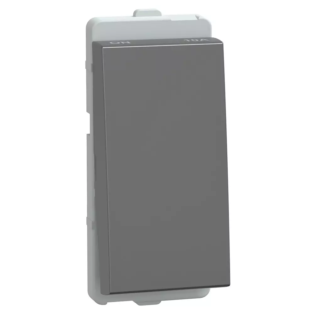 Schneider Electric Livia Series 1 Way Switch 10 A Current 1 Module 240 V AC Operational Voltage & Pristine Grey Color, P1001_PG_NP
