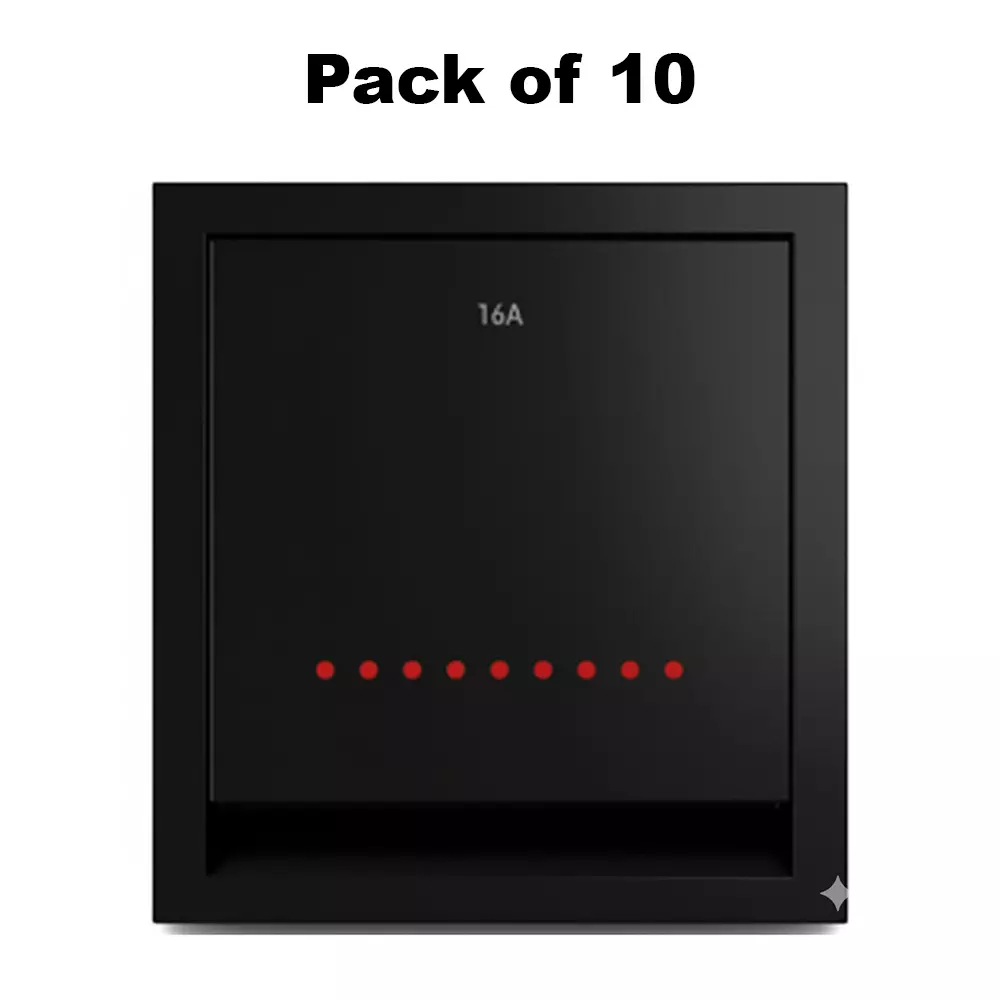 K9 Benz Switch With Indicator 1 Way 2 Module 20 Amp Black, 9613 (Pack of 10)