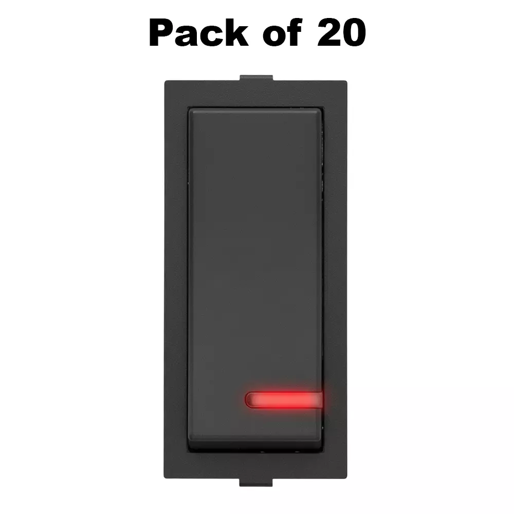 K9 Switch With Indicator 1 Module Black, 9056 (Pack of 20)