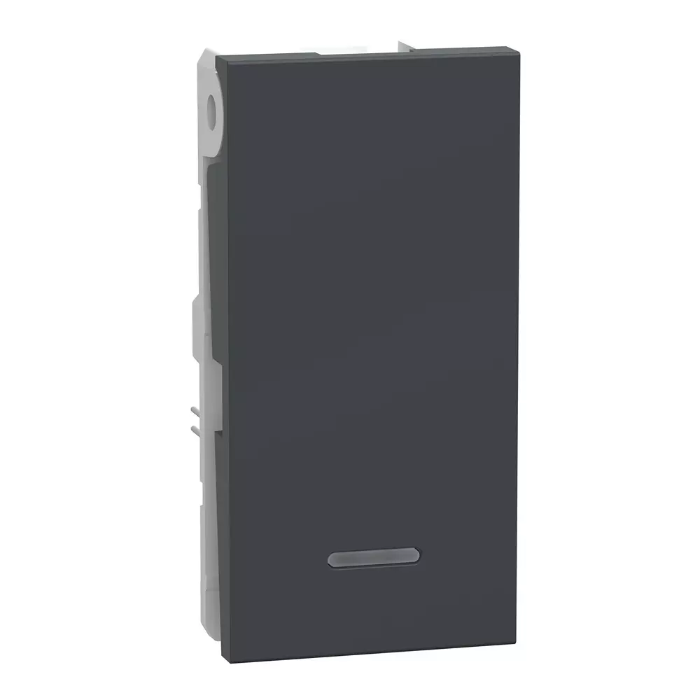 Schneider Electric Unica Pure+ Series Switch With Indicator Volcanic Grey 1 Module 240 V AC Operational Voltage and 6 A Rated Current, UN6FSW1W1M_GY