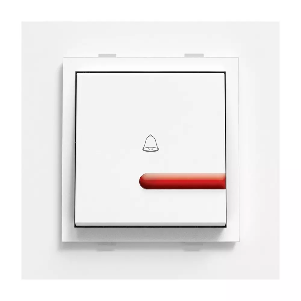 K9 Euro Bell Push Switch With Indicator 2 Module 6 Amp White, 9011 (Pack of 10)