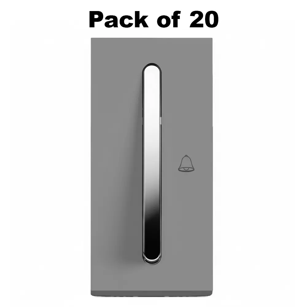 K9 Sleek Bell Push Switch 1 Module 6 Amp Grey, 9623 (Pack of 20)