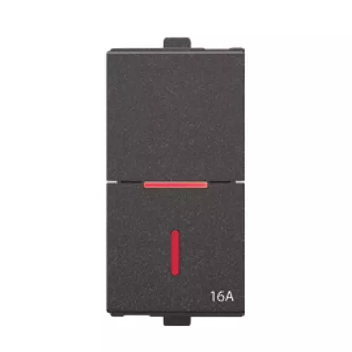 Anchor Penta Modular 1 Way Thin Slim Flat Switch With Indicator 1 Module 16 Amp Black, 65157B (Pack of 10)