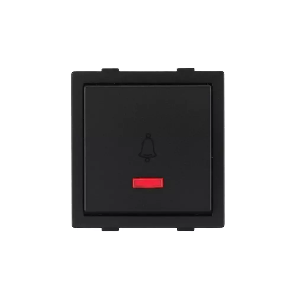 Anchor Rider Mega Bell Push Switch With Indicator 6 A Graphite Black PVC Plastic for Industrial and Home Use, 47205GB