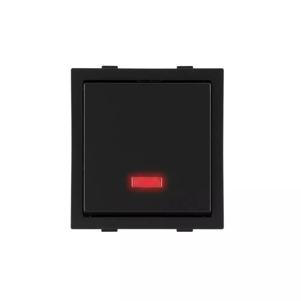 Anchor Rider Mega Switch With Indicator 1 Way 16 A Graphite Black PVC Plastic for Industrial and Home Use, 47263GB