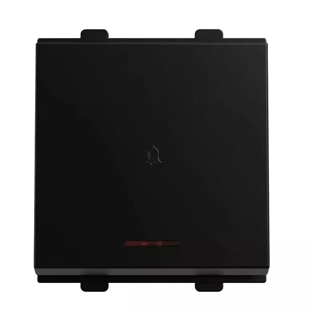 Polycab Etira Bell Push Switch With Indicator 6 A Rated Current Dark Black 2 Module Polycarbonate for Industrial & Commercial Use