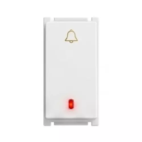Goldmedal Air Aero Bell Push Switch 240 V Absolute White 10 A Current 1 Module for Commecial and Industrial Use, 181504