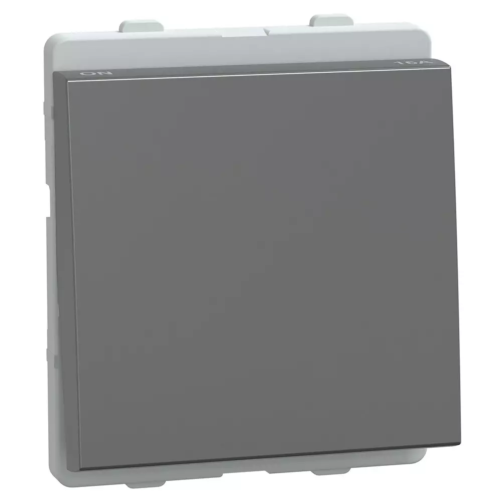 Schneider Electric Livia Series 1 Way Switch 16 A Current 2 Module 240 V AC Operational Voltage & Pristine Grey Color, P1121_PG_NP