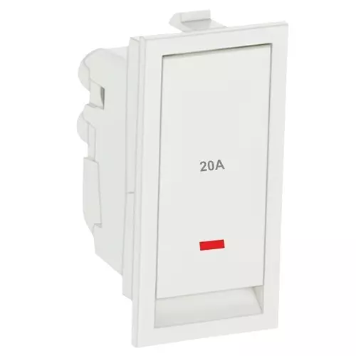 Golek Accura Switch With Indicator Flat 1 Way 1 Modular, 5228 (Pack of 20)