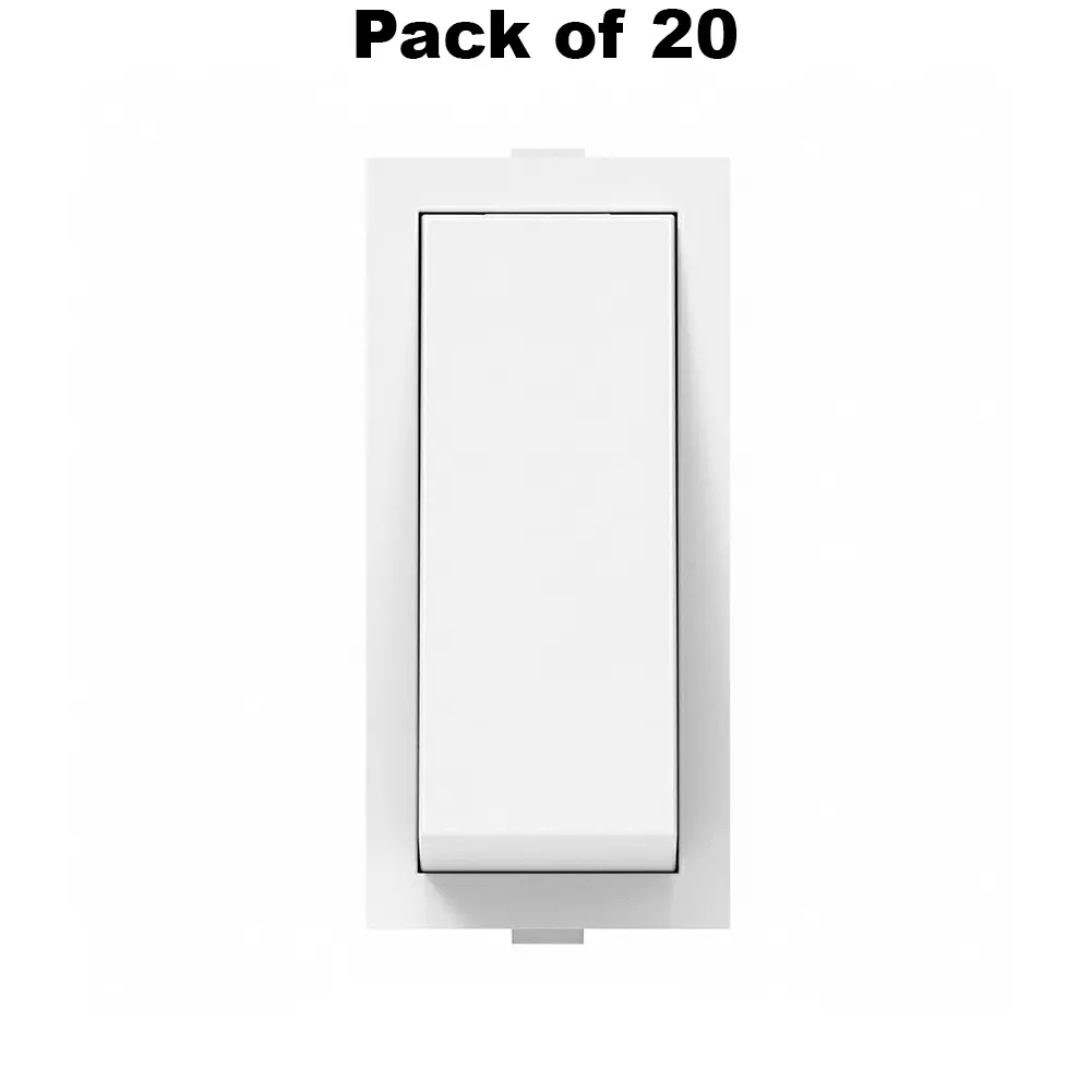 K9 Euro Switch 1 Way 1 Module 6 Amp White, 9001 (Pack of 20)