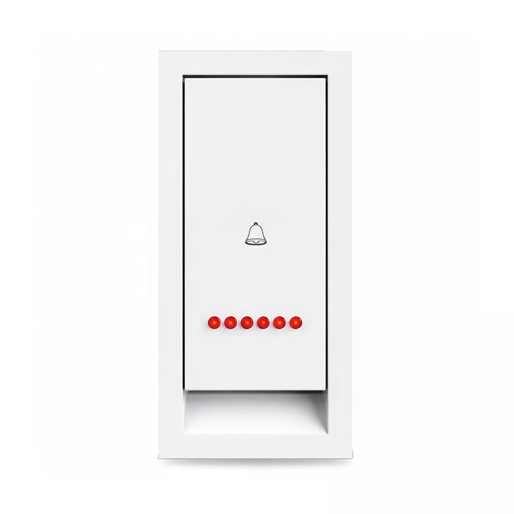 K9 Benz Bell Push Switch With Indicator 1 Module 6 Amp White, 9605 (Pack of 20)