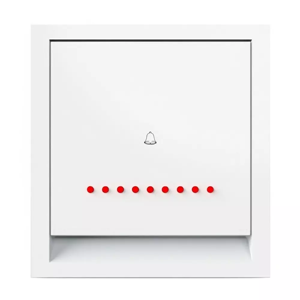 K9 Benz Bell Push Switch With Indicator 2 Module 6 Amp White, 9608 (Pack of 10)