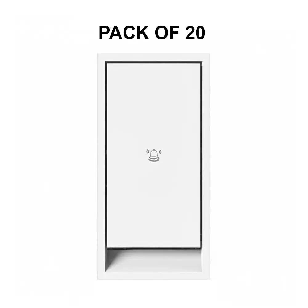 K9 Evoq Neo Bell Push Switch 6 Amp 1 Module White, 9384 (Pack of 20)