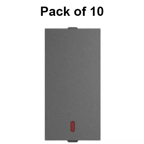 Anchor Penta Zen 1 Way Flat Switch With Indicator 1 Module 16 Amp Black, 65175B (Pack of 10)