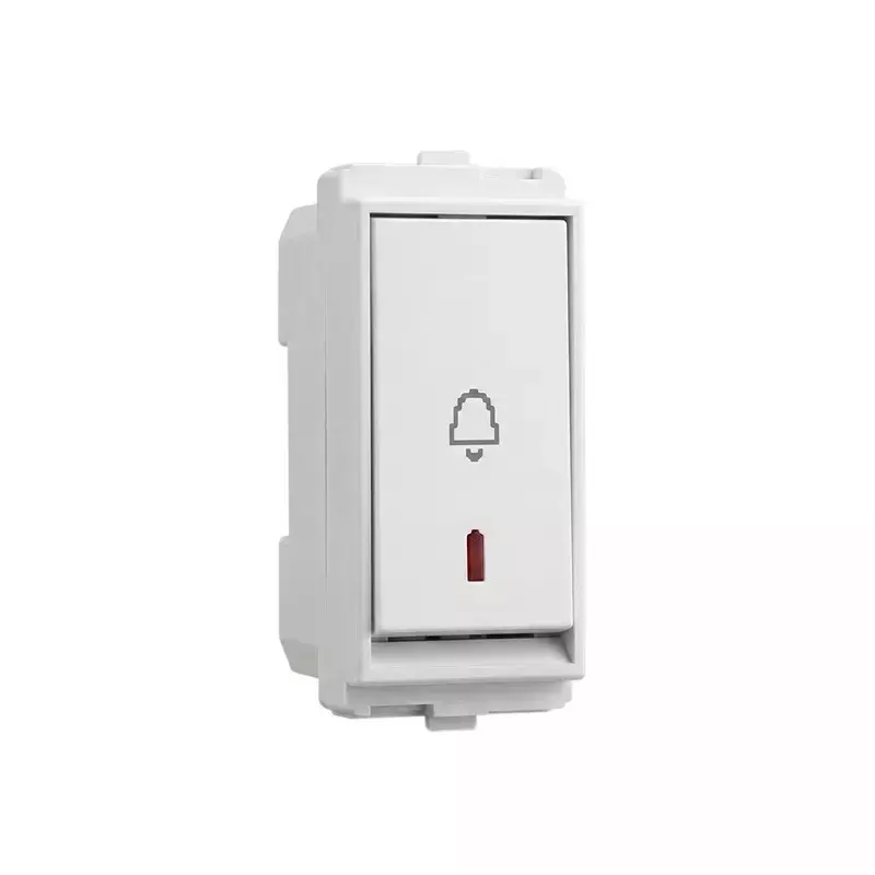 Cona Plane Bell Push Switch with Indicator Oura Series White 6 Amp,, ORL-105 (Pack of 20 Pcs)