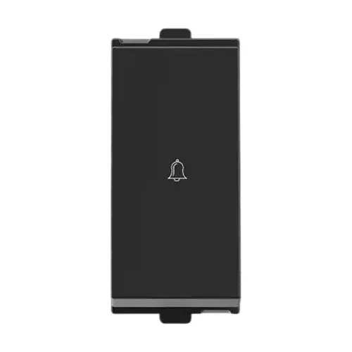 Polycab Etira Bell Push Switch 6 A Rated Current Dark Black 1 Module Polycarbonate for Industrial & Commercial Use