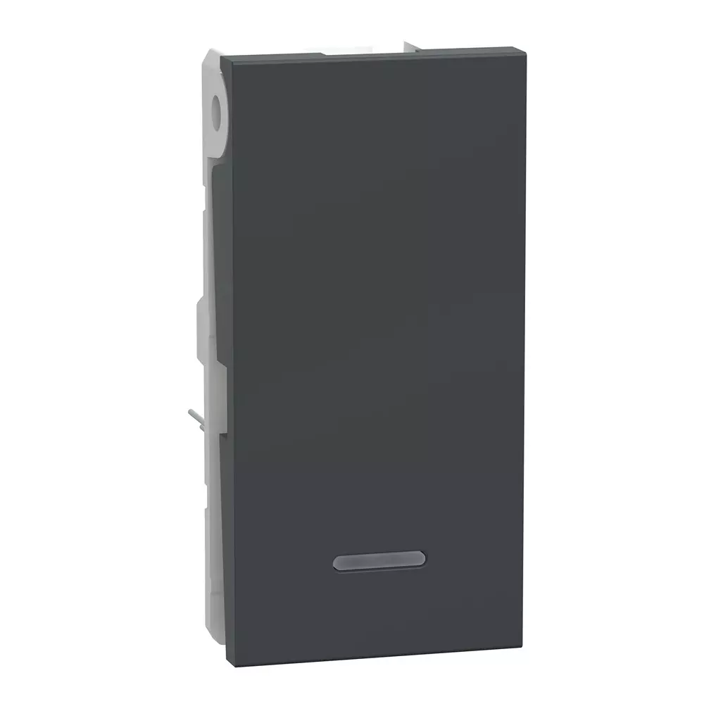 Schneider Electric Unica Pure+ Series Switch With Indicator Volcanic Grey 1 Module 240 V AC Operational Voltage and 16 A Rated Current, UN16FSW1W1M_GY