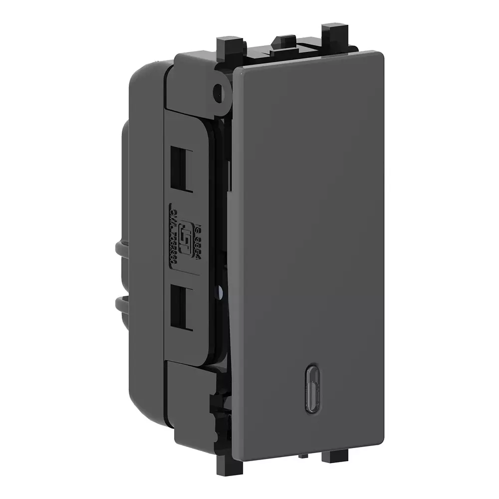 Schneider Electric ZENcelo Series Momentary Switch Dark Grey Color 1 Module and 240 V AC Operational Voltage, IN8487_BZ