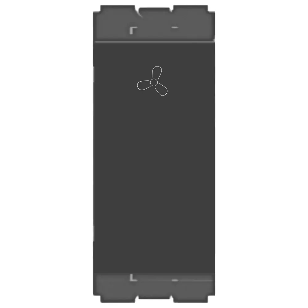 Norisys CUBE Switch & 'Fan' or ‘Light’ or 'Exhaust' Symbol Charcoal Black 1 Module 6 Amp, C5431 .17