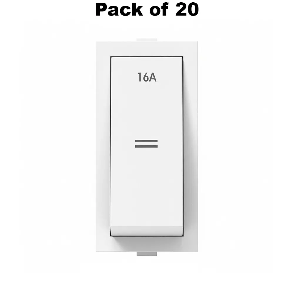 K9 Euro Switch 2 Way 1 Module 6 Amp White, 9020 (Pack of 20)