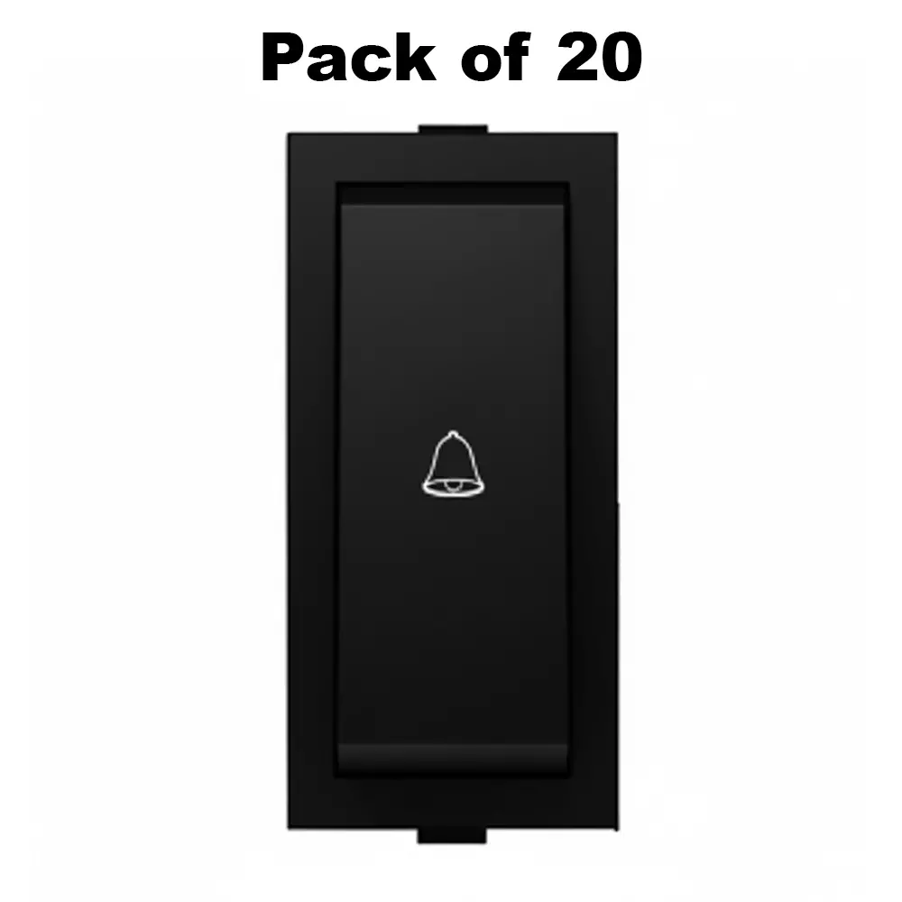 K9 Euro Bell Push Switch 1 Module 6 Amp Black, 9006 (Pack of 20)