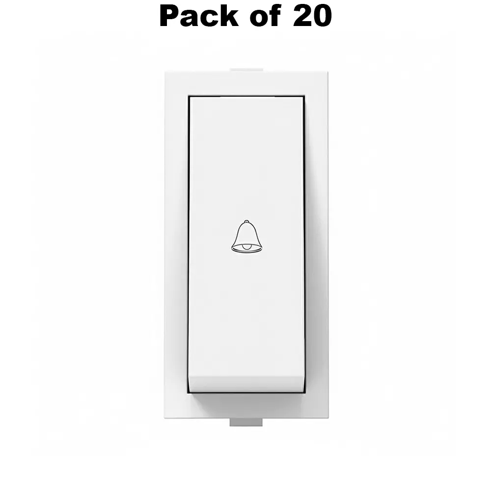 K9 Deluxe Bell Push Switch 1 Module 6 Amp White, 9017 (Pack of 20)