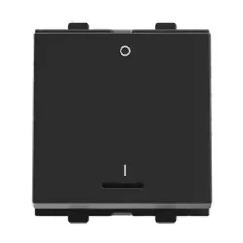 Polycab Etira Electric Switch With Indicator 2 Pole 32 A Rated Current Dark Black 2 Module 1 Way Switch Polycarbonate for Industrial & Commercial Use