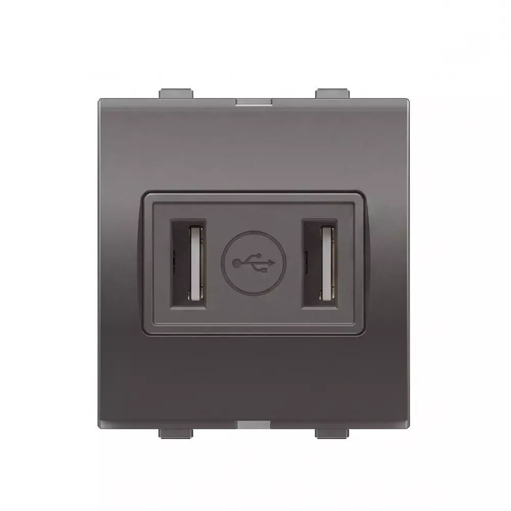 Goldmedal Curve Double Port USB Charger 50–60 Hz Voltage Grey 240 V 2 Module, 102174