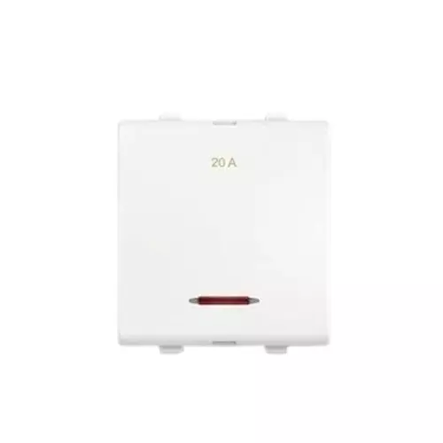 Goldmedal Nixon 1 Way Switch with Indicator (LED) 50–60 Hz Absolute White 240 V 20 A Current 2 Module, 102826