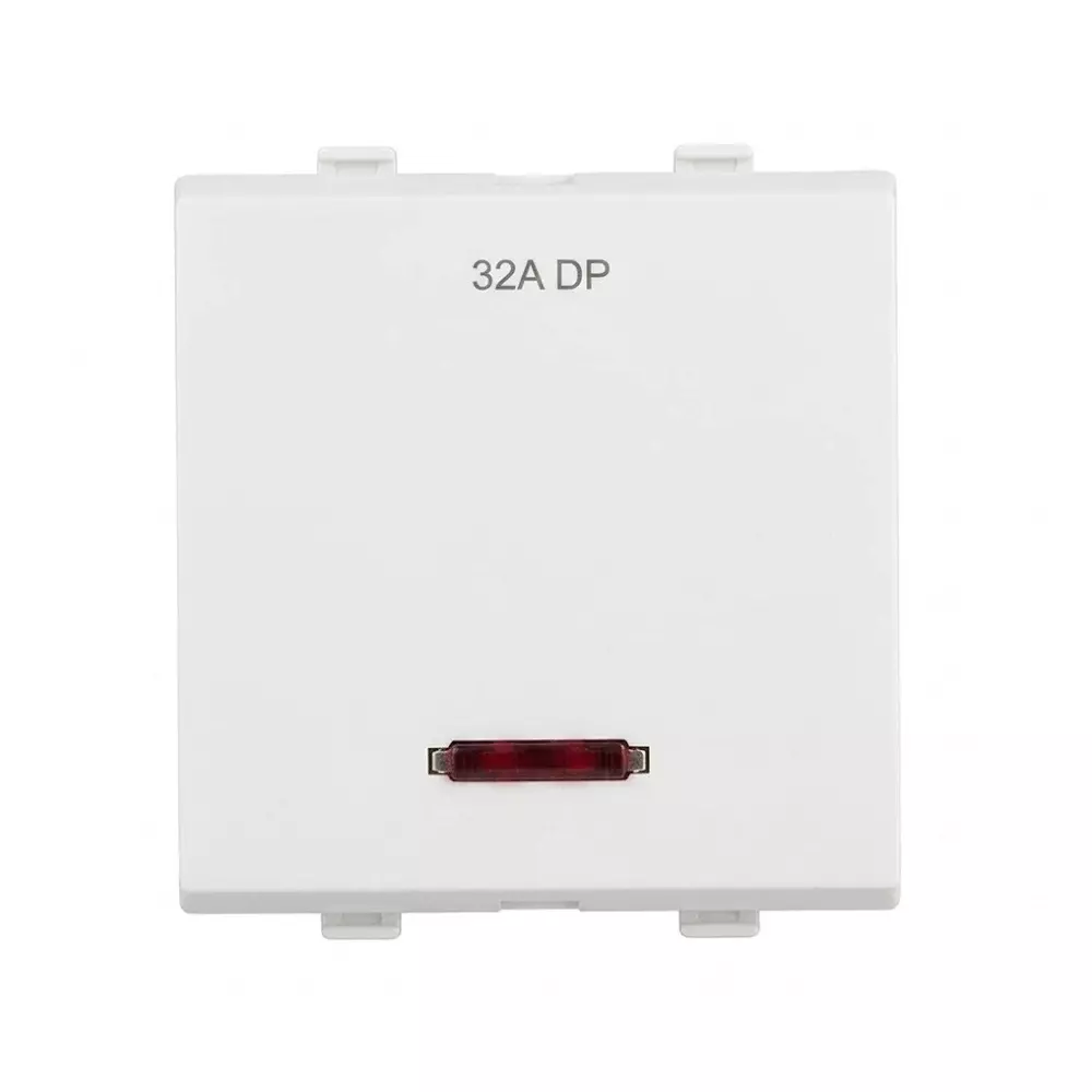 Goldmedal Nixon Switch with LED Indicator 50–60 Hz Double Pole 240 V Absolute White 32 A Current 2 Module, 102831