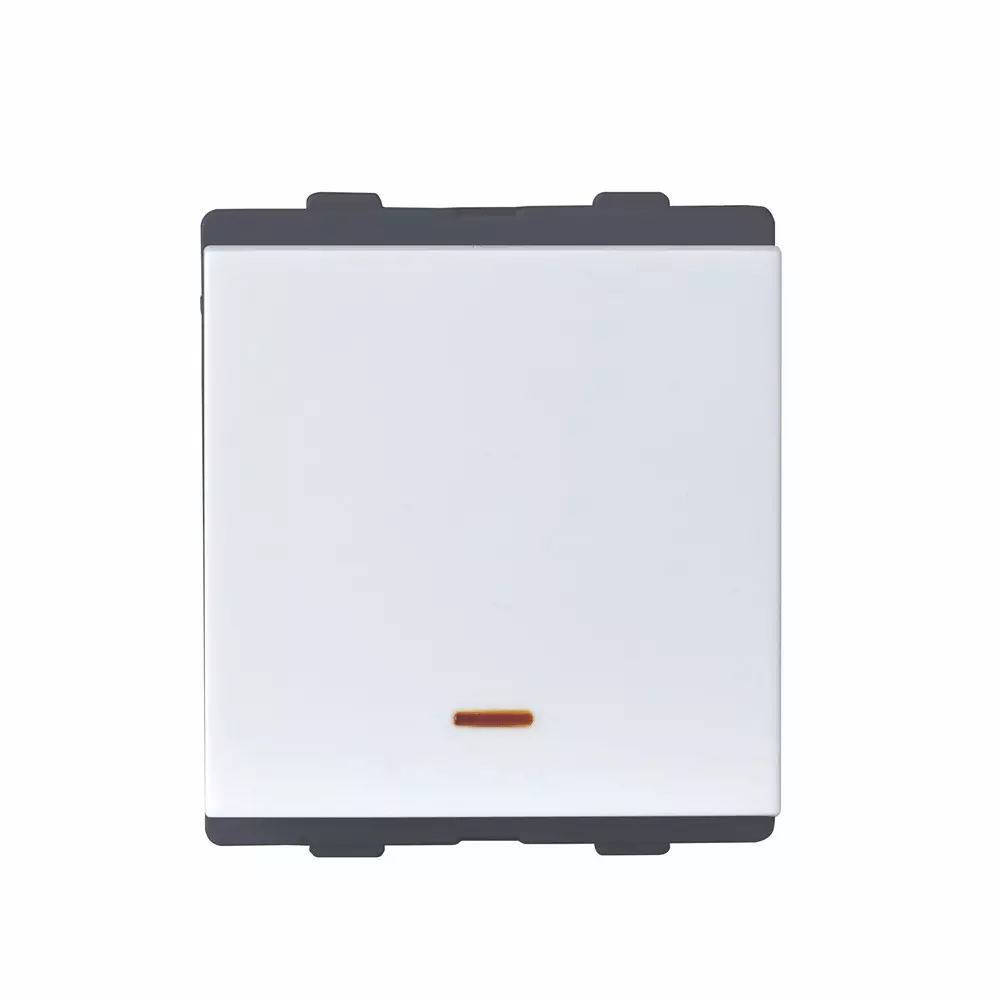 L&T [ Lauritz Knudsen ] Englaze Switch with Indicator Snow White 2 Module 1 Way 10 AX Current, CB92302SW10