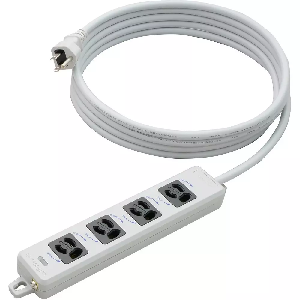Meikosha Horizontal OA Power Strip 125 V Rated Voltage 15 Amp Current, MR7904TJ3WB