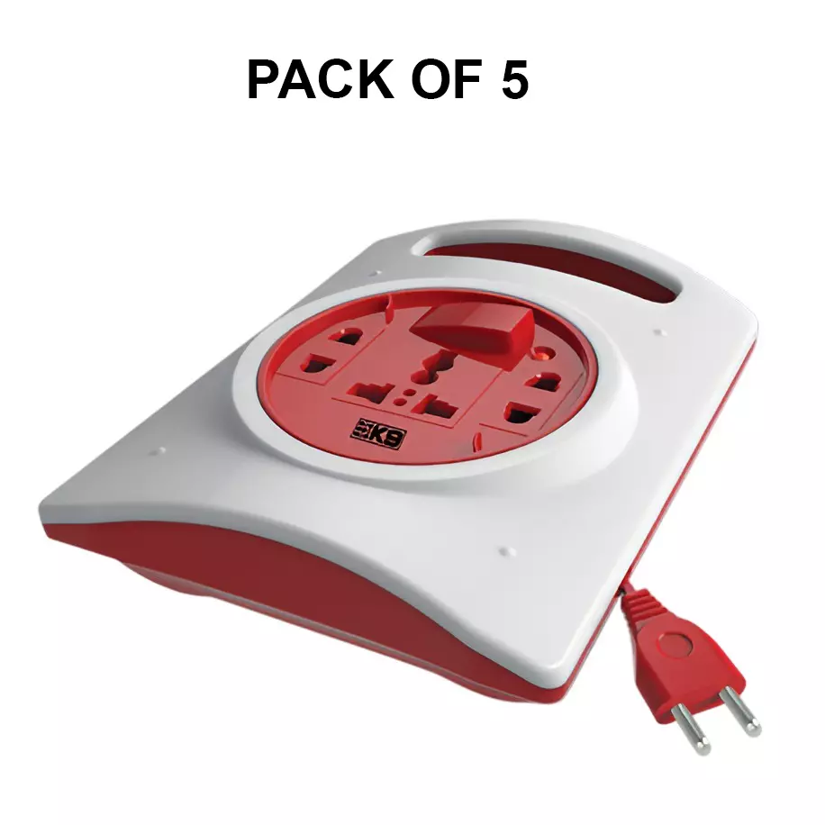 K9 Euro Stylo 2 Pin Extension Box White, 9581 (Pack of 5)