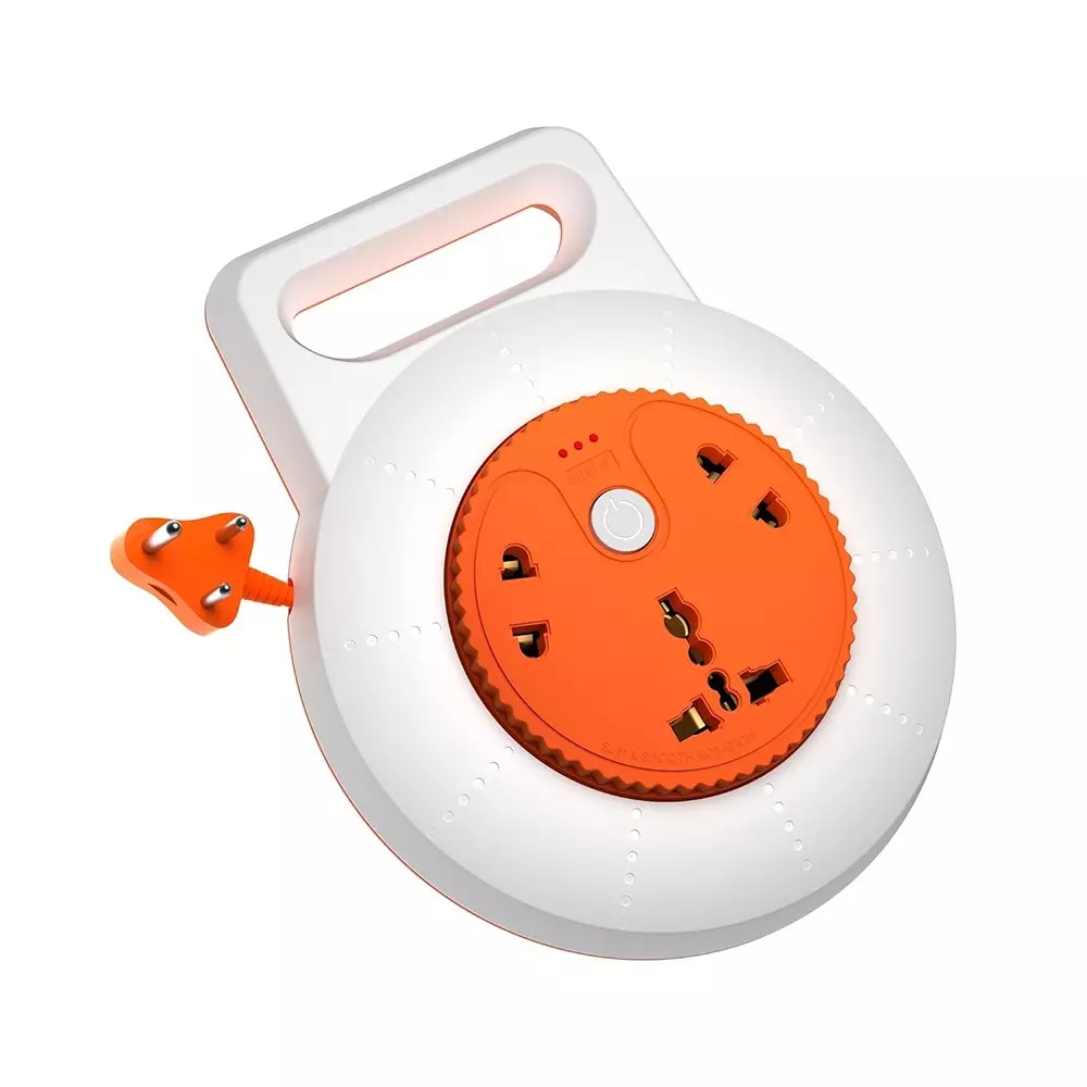 Elleys 3 Pin Extenion Board Ollo 3 Socket 6 A Current Orange & White