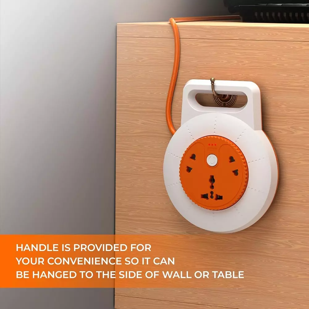 Elleys 3 Pin Extenion Board Ollo 3 Socket 6 A Current 4 m Cable Length Orange & White