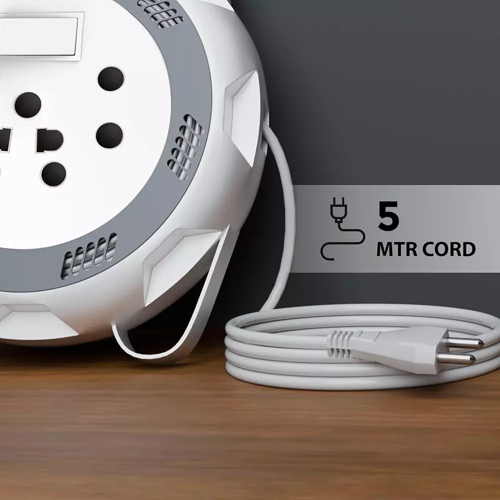 Hi-Fi AERO 2 Pin Extension Board 3 Socket 6 A Current 5 m Cable Length White, Grey