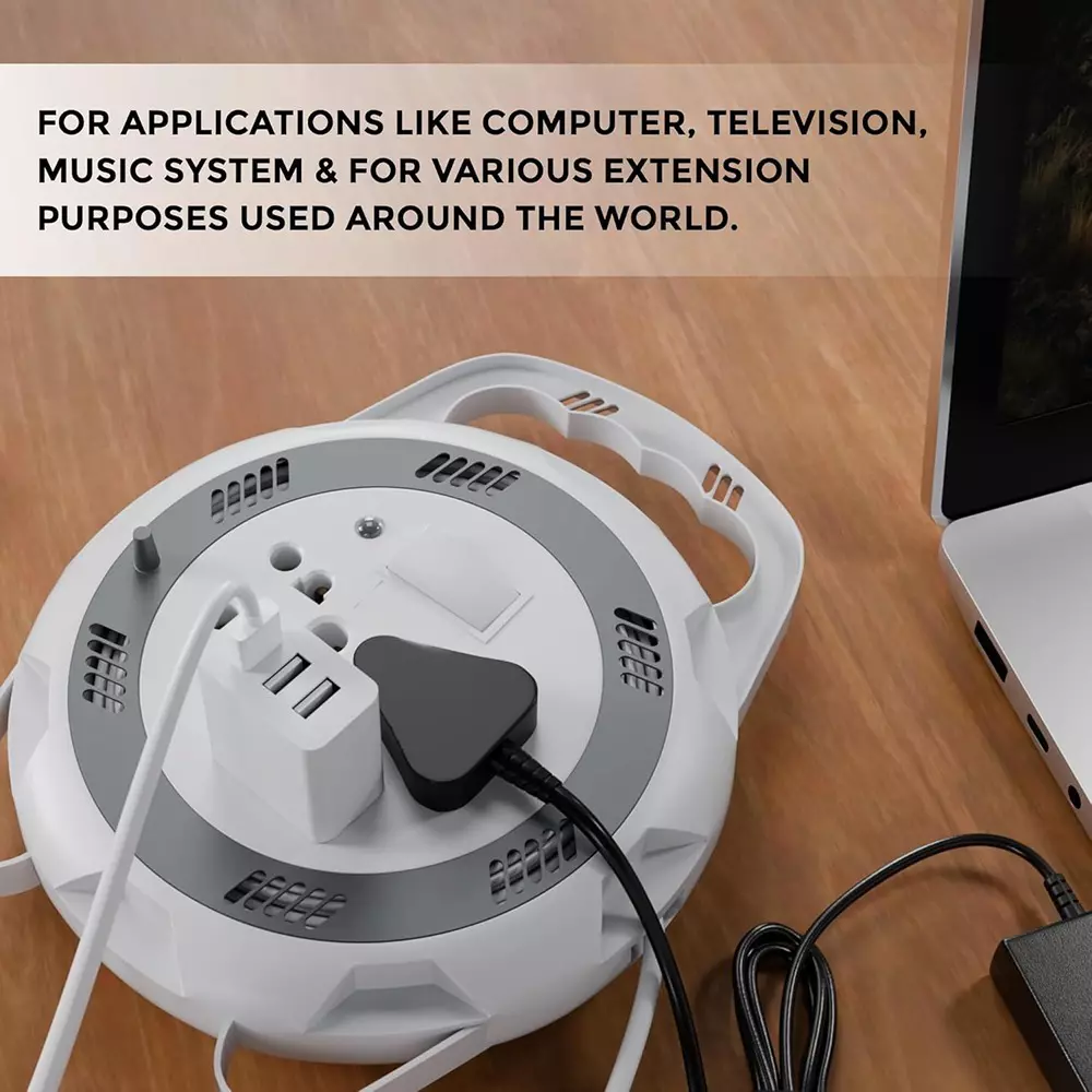 Hi-Fi AERO 2 Pin Extension Board 3 Socket 6 A Current 5 m Cable Length White, Grey