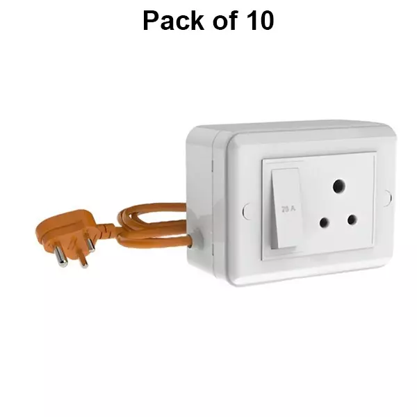 Cona Power Split Board 16 Amp, 1 Socket, 1 Button, 5 m Cord, PSL 2266 (Pack of 10 Pcs)