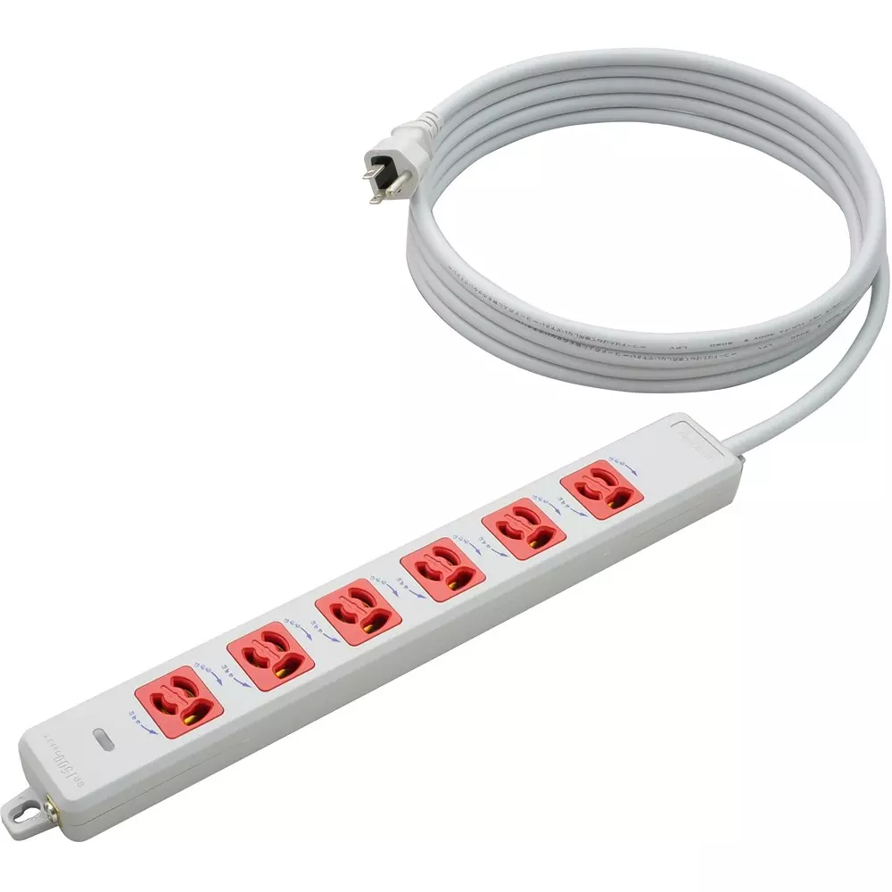 Meikosha Horizontal OA Power Strip 125 V Rated Voltage 15 Amp Current, MR7906TJ3WR