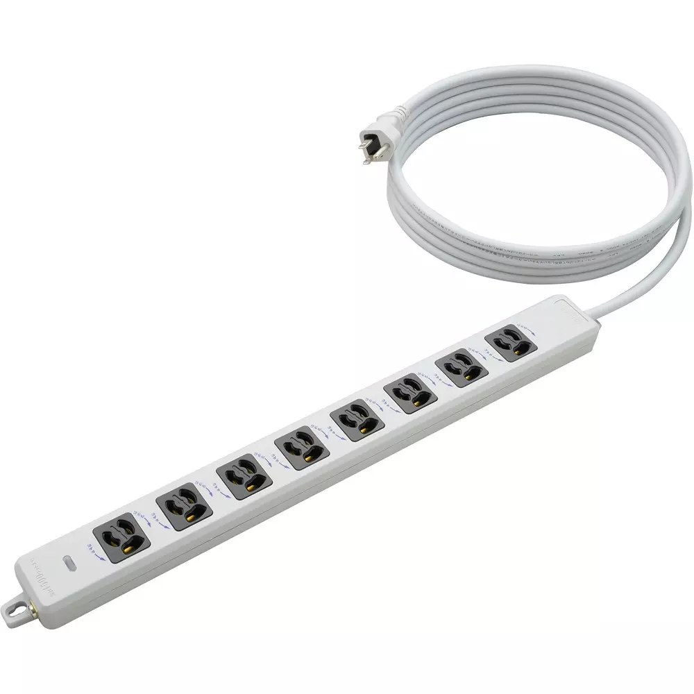 Meikosha Horizontal OA Power Strip 125 V Rated Voltage 15 Amp Current, MR7908TJ3WB