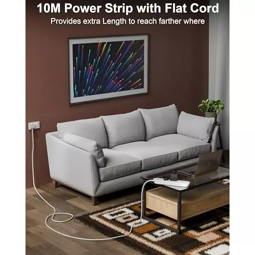 FEDUS Extension Board Cord 10 m Cable Length 1500 W 4 Universal Sockets with Individual Switch 3 Core