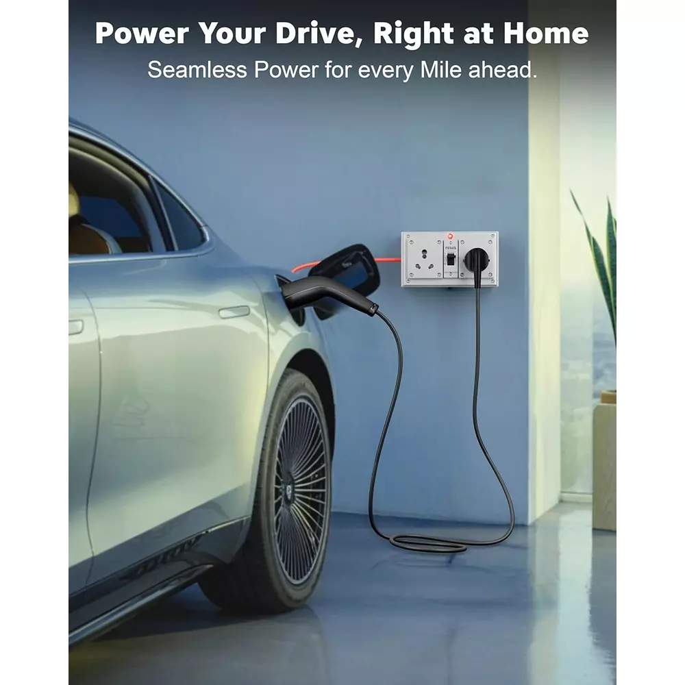 FEDUS Heavy Duty Power Strip 2 Outlets 16 A 3000 W 2 m Cord Length with MCB Protection, White