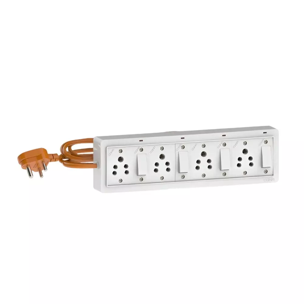 Cona Power Split Board 6 Amp, 4 Socket, 4 Button, 2 m Cord, PSL 2262 (Pack of 5 Pcs)