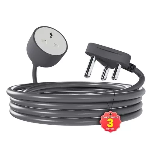 amiciSmart 3-Pin Extension Cord 10 Amp 250 V 3 m Cord Length