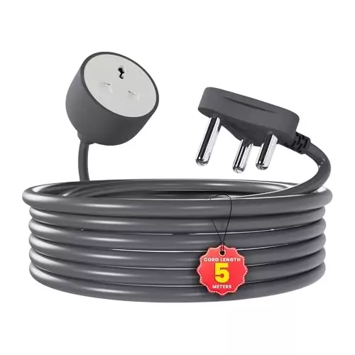 amiciSmart 3-Pin Extension Cord 10 Amp 250 V 5 m Cord Length
